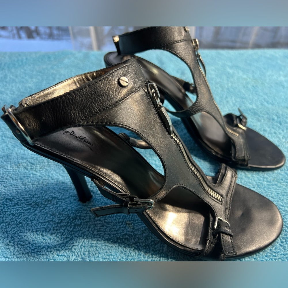 Harley Davidson Amazing black leather heels. Details are cute. Perfect condition